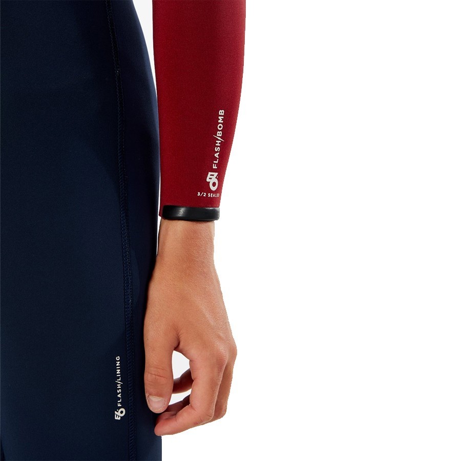 Combinaison Junior Rip Curl Flashbomb 4/3 Zip Free Navy/Red