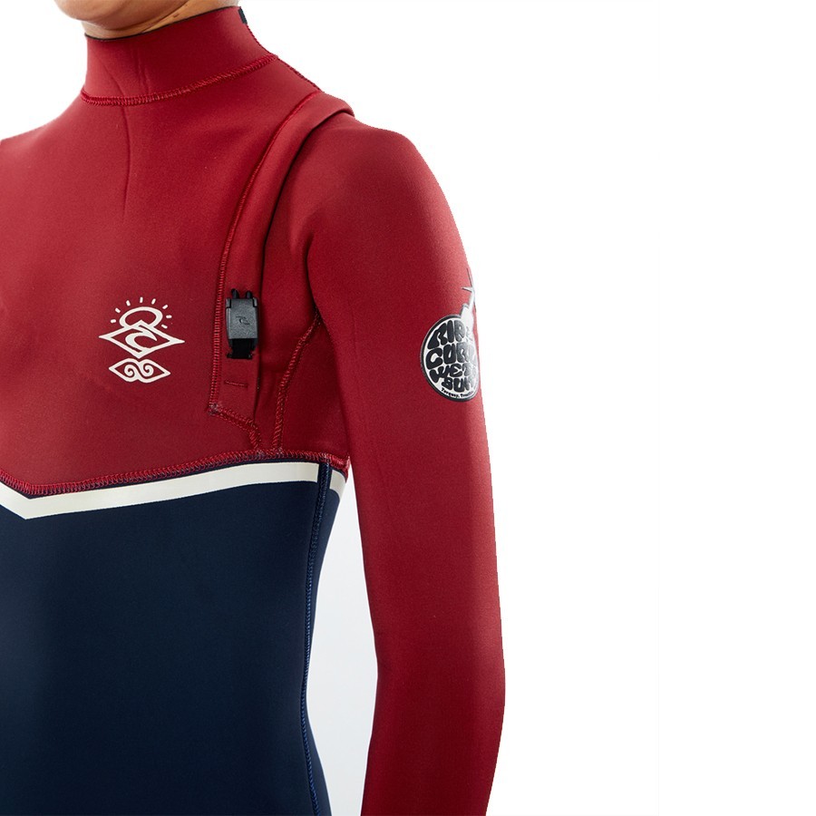 Combinaison Junior Rip Curl Flashbomb 4/3 Zip Free Navy/Red