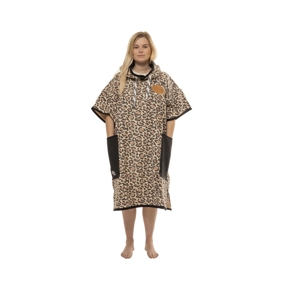 Poncho All In T Beach Crew Femme - Leopard / Black Waffle